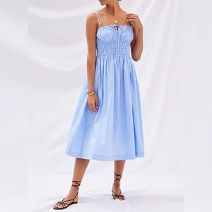 Sunday in Brooklyn Smocked Poplin Cotton Dress Blue Sz M NWT